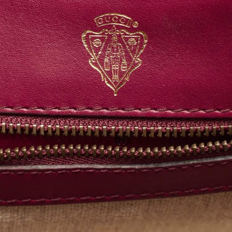 Pre Owned Gucci Burgundy Brogue Leather Stirrup Satchel