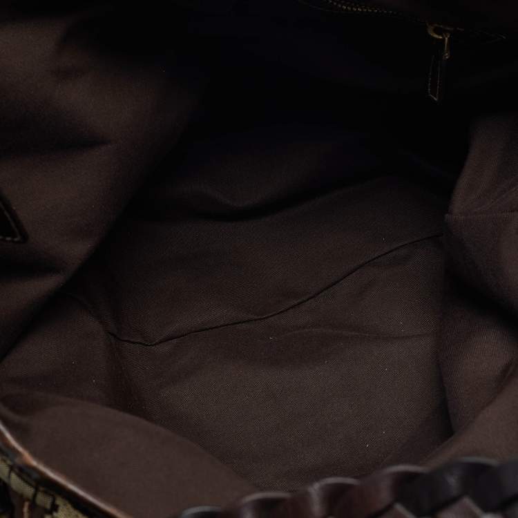 مملوكة مسبقًا Gucci Beige/Brown Horsebit Canvas and Leather Pelham Tote