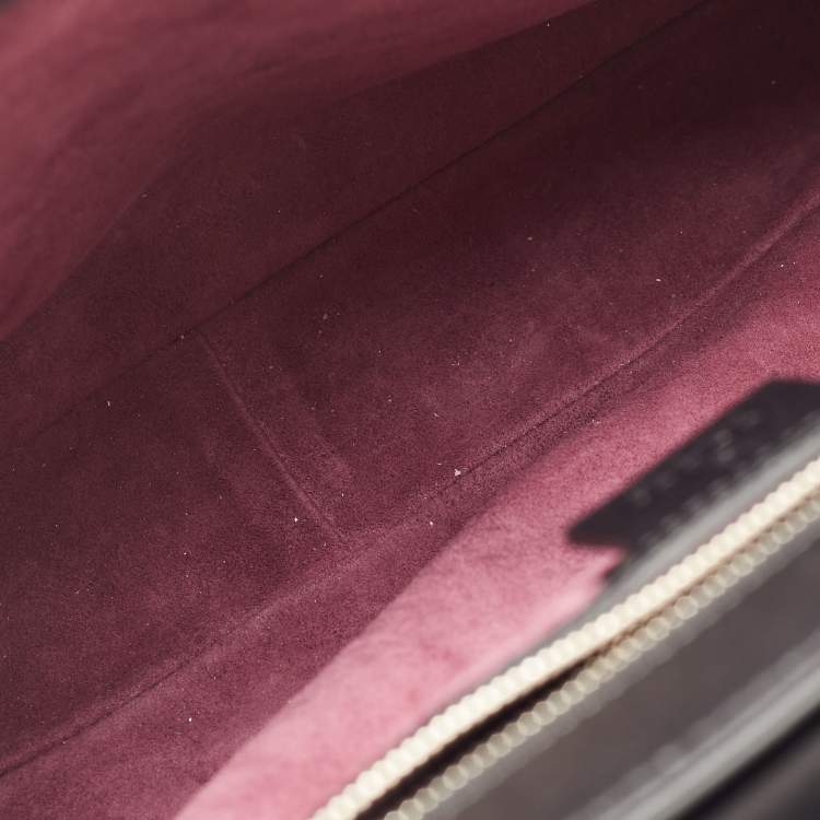 Pre Owned Gucci Black Patent Leather Large Lady Lock Bamboo Top Handle Bag