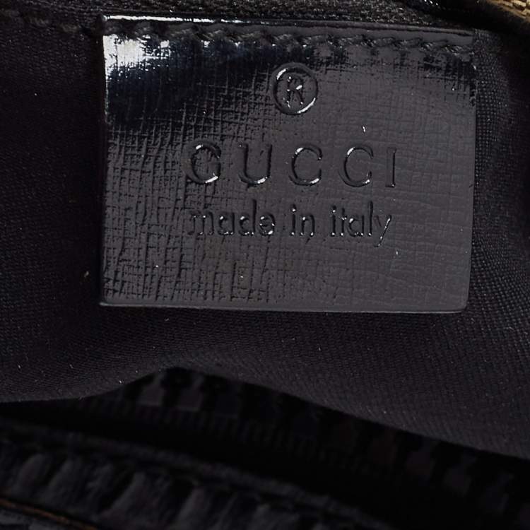 Pre Owned Gucci Beige/Black GG Canvas and Patent Leather Medium Full Moon Hobo