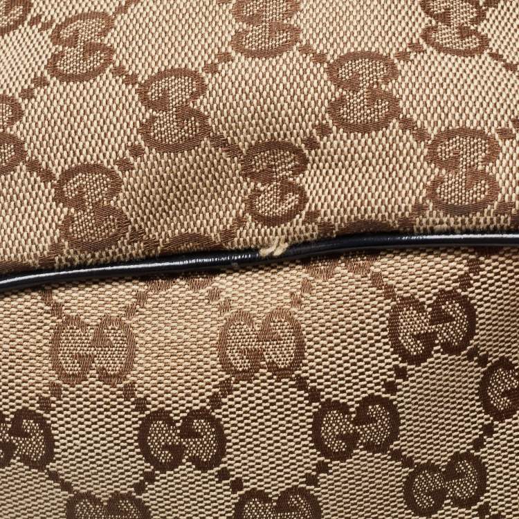 Pre Owned Gucci Beige/Black GG Canvas and Patent Leather Medium Full Moon Hobo