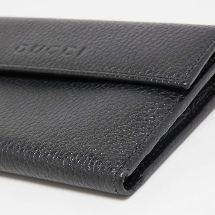 Pre Owned Gucci Black Leather French Wallet