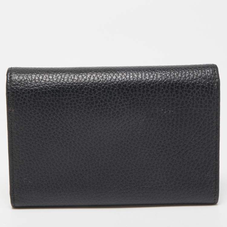 Pre Owned Gucci Black Leather French Wallet