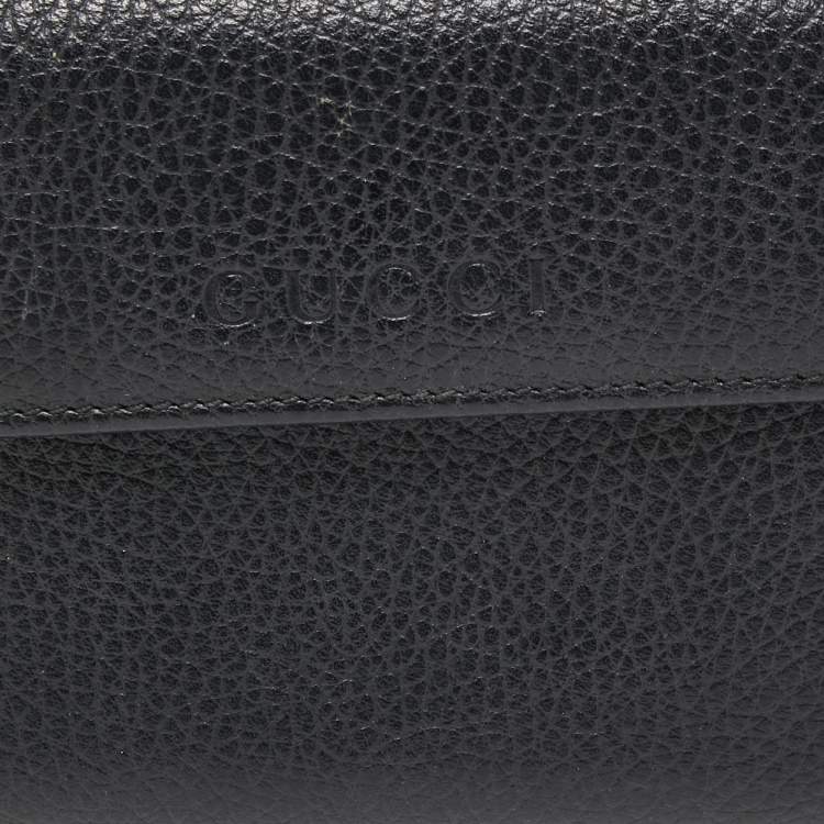 Pre Owned Gucci Black Leather French Wallet