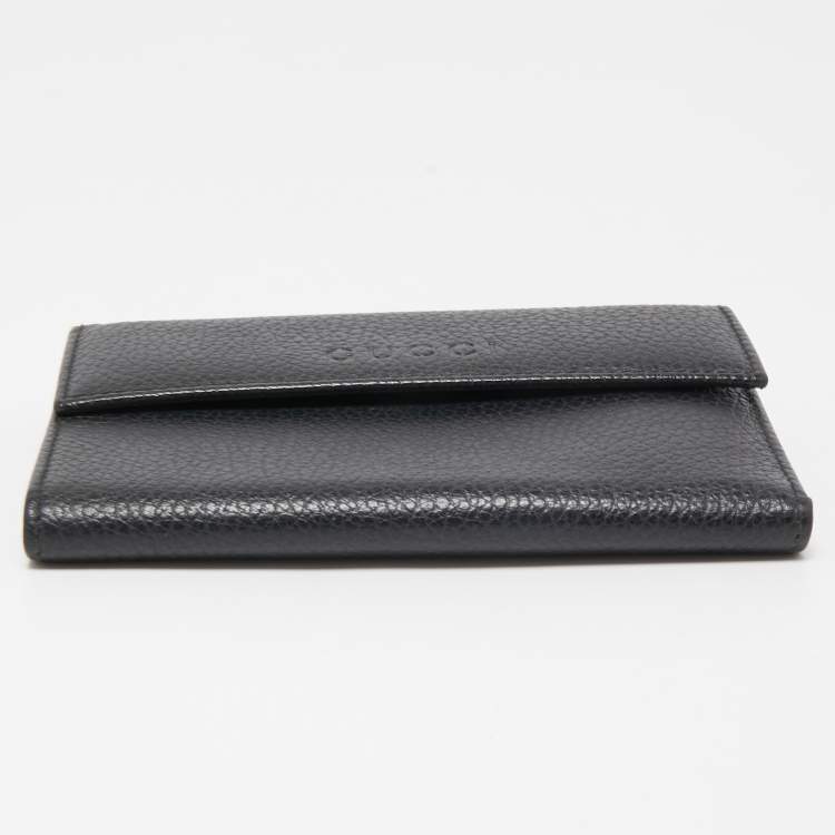Pre Owned Gucci Black Leather French Wallet