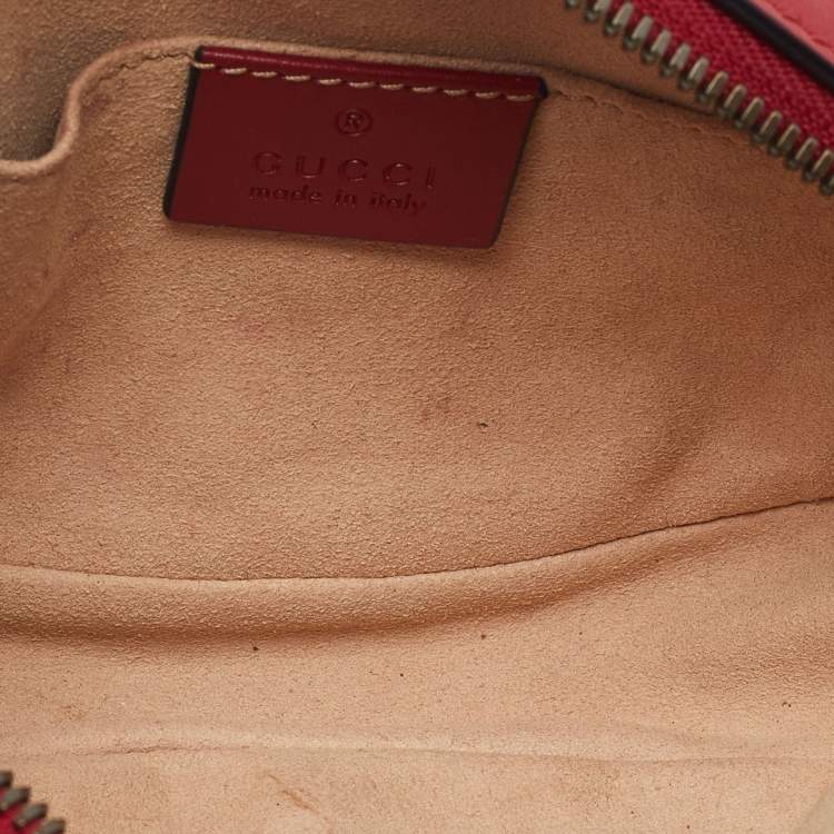 Pre Owned Gucci Red Matelassé Leather GG Marmont Belt Bag