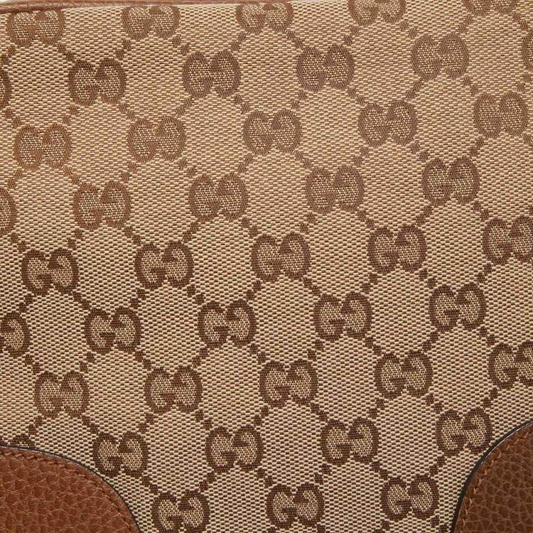 Pre Owned Gucci Beige/Brown GG Canvas and Leather Bree Crossbody Bag
