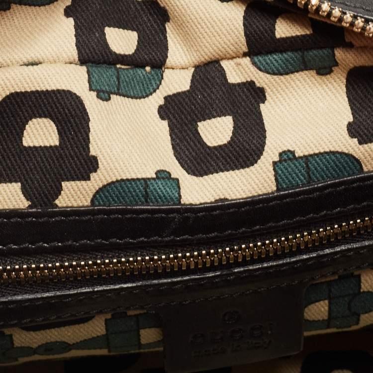 Pre Owned Gucci Black Leather Guccissima Horsebit Wave Boston Bag