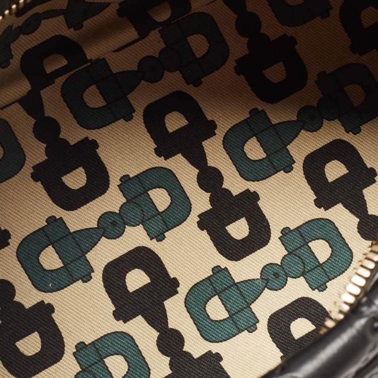 Pre Owned Gucci Black Leather Guccissima Horsebit Wave Boston Bag
