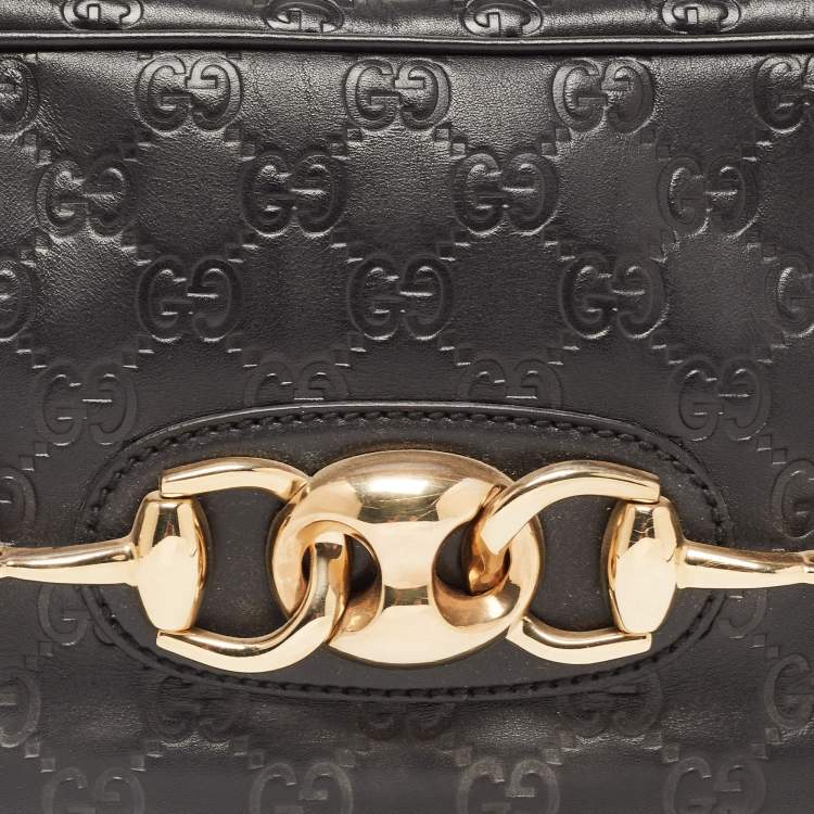 Pre Owned Gucci Black Leather Guccissima Horsebit Wave Boston Bag