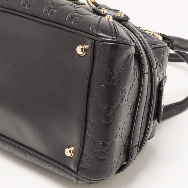 Pre Owned Gucci Black Leather Guccissima Horsebit Wave Boston Bag
