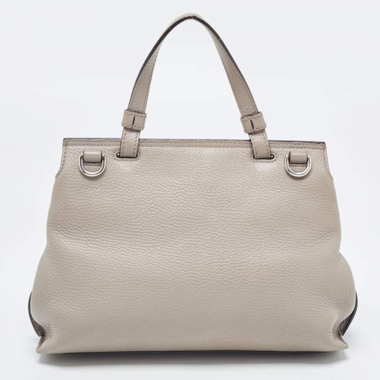 Pre Owned Gucci Grey Leather Small Bamboo Daily Top Handle Bag