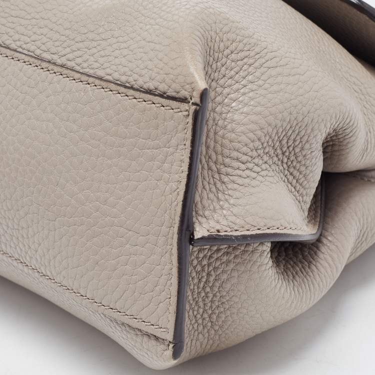 Pre Owned Gucci Grey Leather Small Bamboo Daily Top Handle Bag