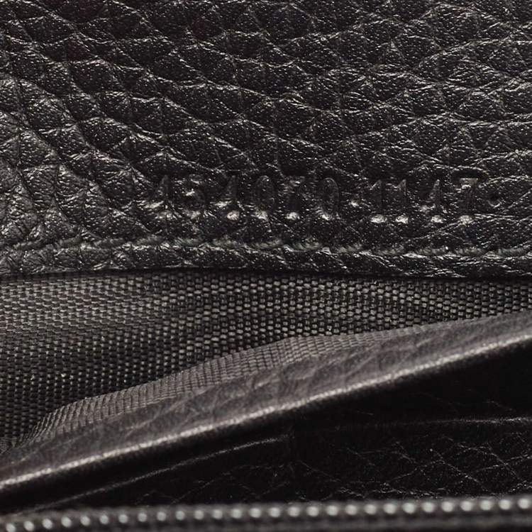 Pre Owned Gucci Black Leather Blind for Love Flap Continental Wallet