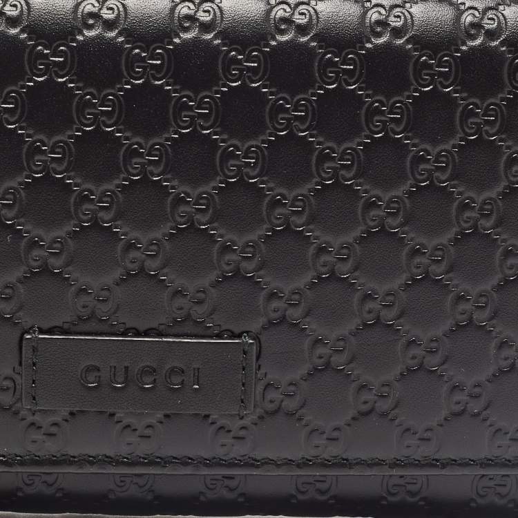 Pre Owned Gucci Black Mircoguccissima Leather Logo Flap Continental Wallet