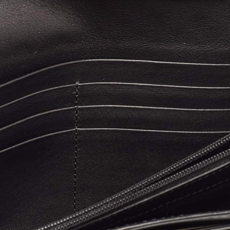 Pre Owned Gucci Black Mircoguccissima Leather Logo Flap Continental Wallet