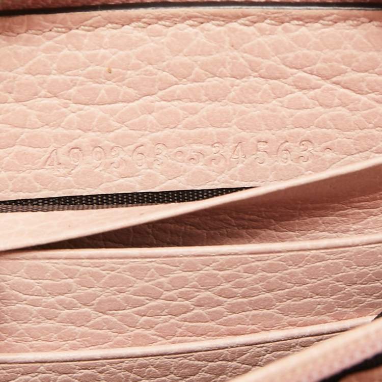 Pre Owned Gucci Light Pink Leather GG Butterfly Zip Around Continental Wallet