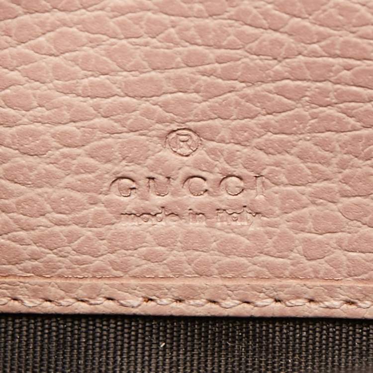 Pre Owned Gucci Light Pink Leather GG Butterfly Zip Around Continental Wallet