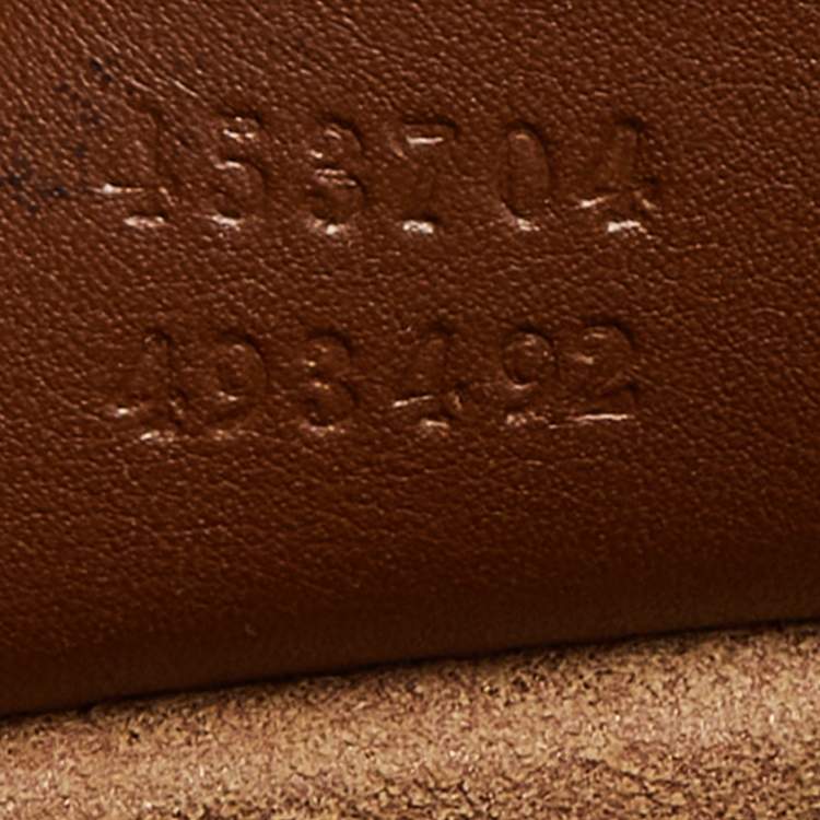 Pre Owned Gucci Brown/Beige GG Canvas and Leather Side Snap Tote