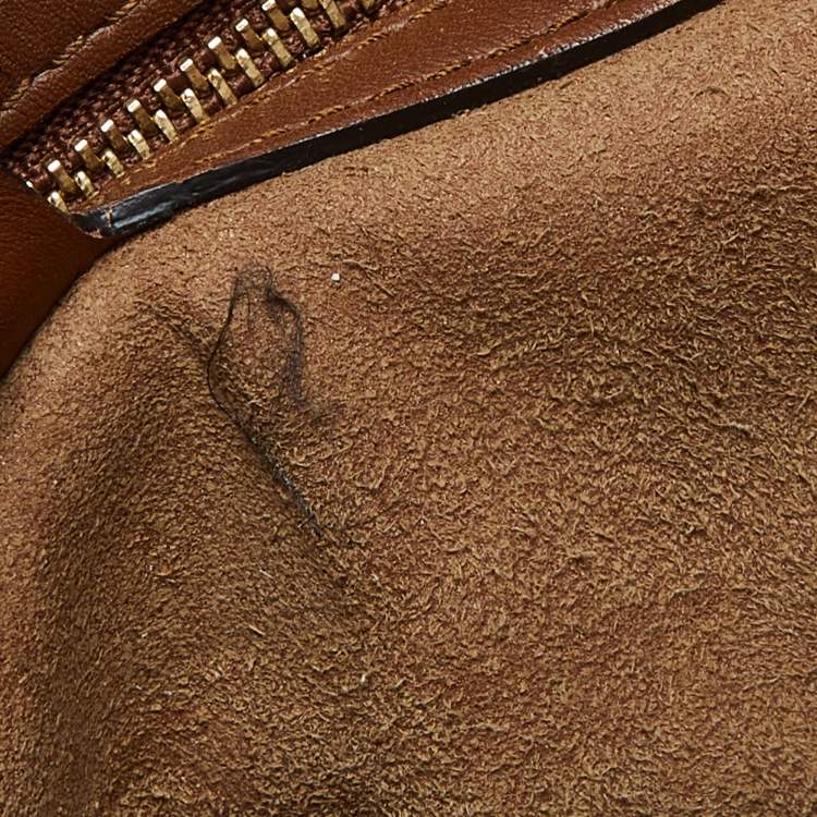 Pre Owned Gucci Brown/Beige GG Canvas and Leather Side Snap Tote