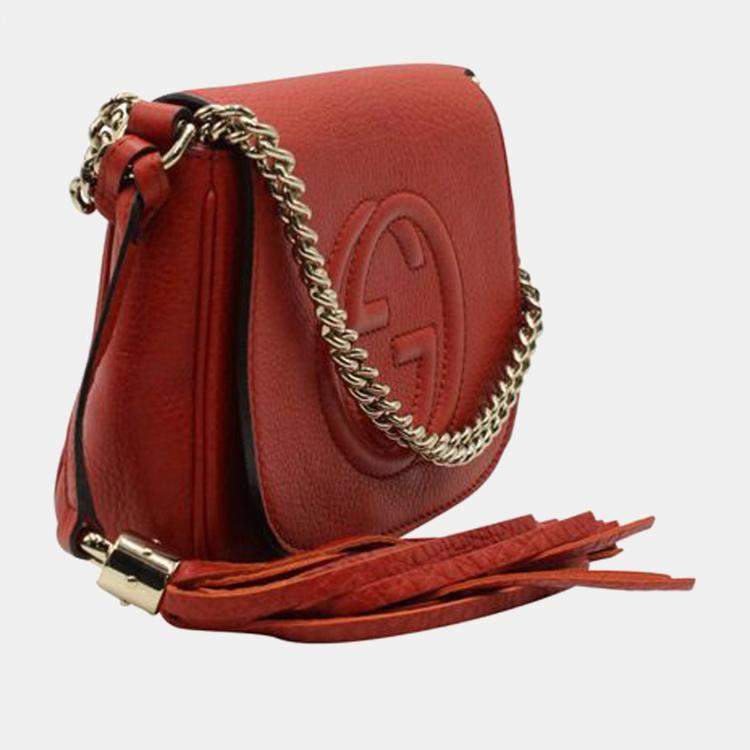 Gucci Orange Leather Small Flap Chain Soho Shoulder Bag Gucci