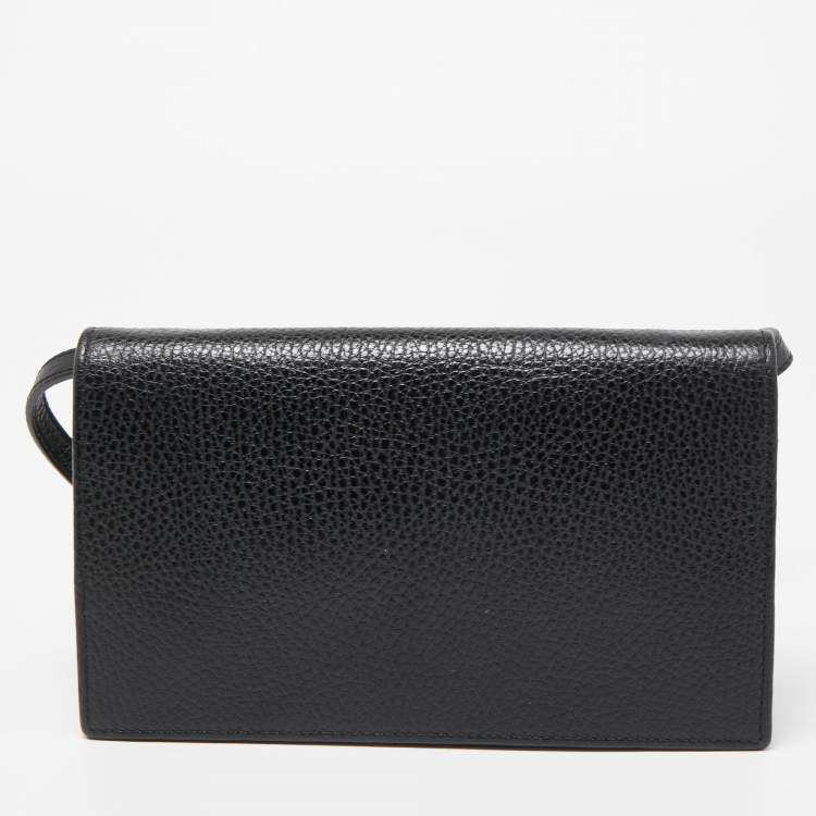 Pre Owned Gucci Black Leather Swing Wallet Bag
