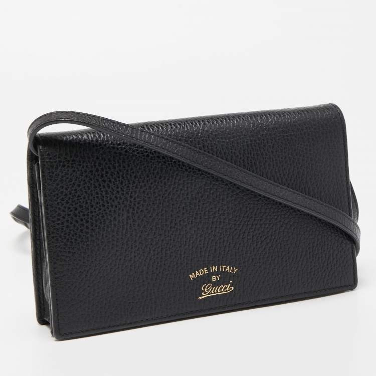 Pre Owned Gucci Black Leather Swing Wallet Bag