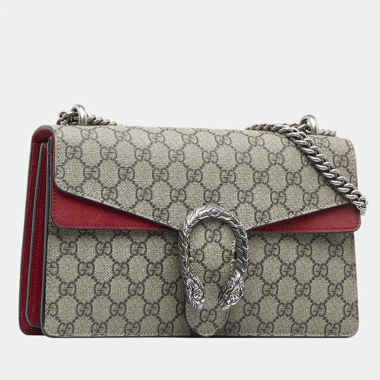 GUCCI Dionysus small leather-trimmed coated-canvas shoulder bag