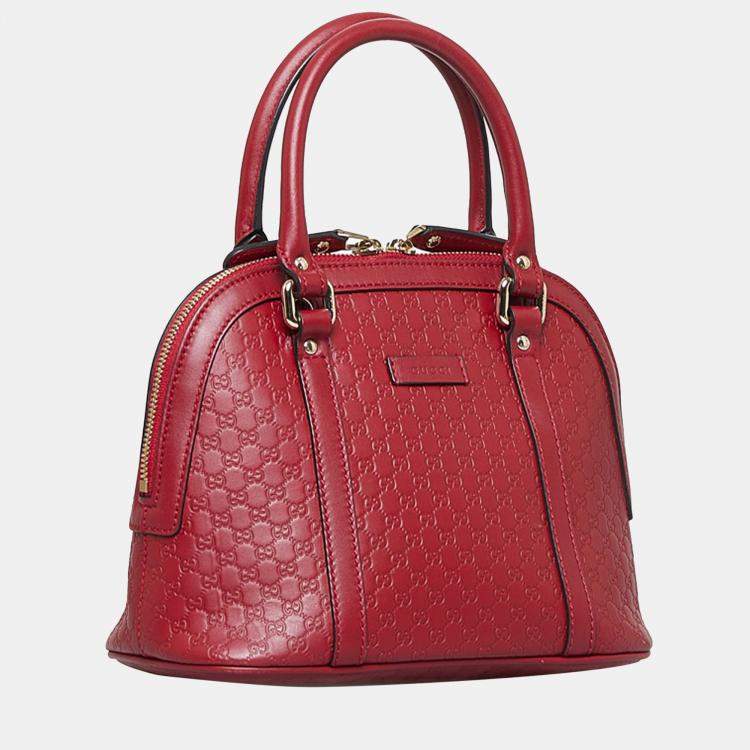 tas satchel Gucci Dome Microguccissima Mini Red Leather Satchel