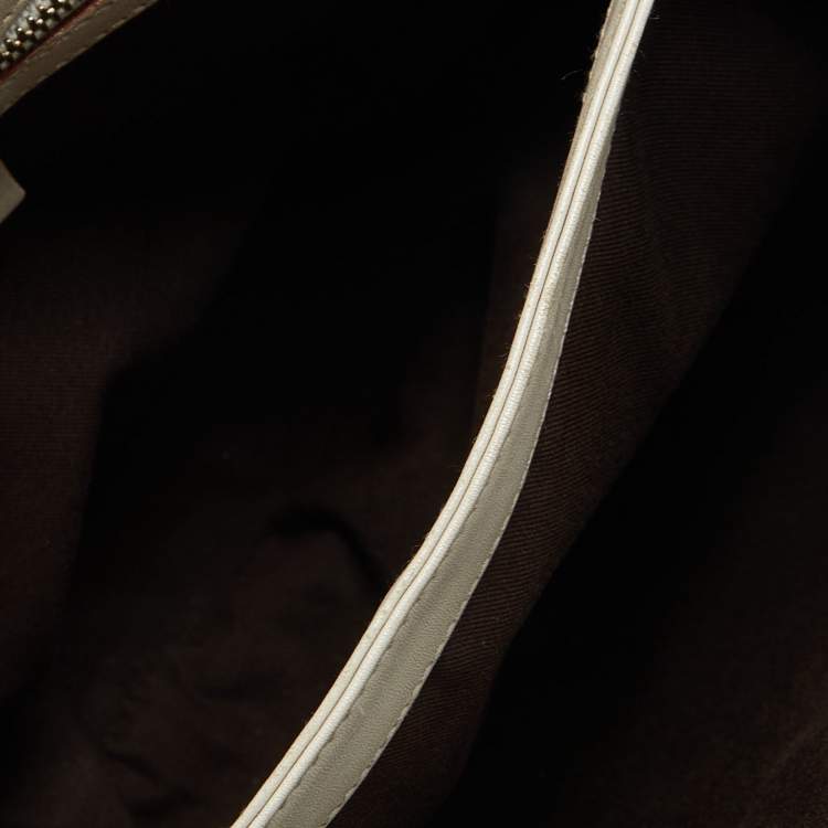 Pre Owned Gucci Beige Guccissima Leather Bamboo Handle Hobo
