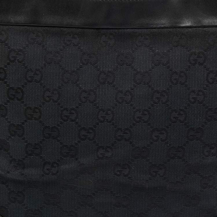 Pre Owned Gucci Black GG Canvas and Leather Shoulder Bag 