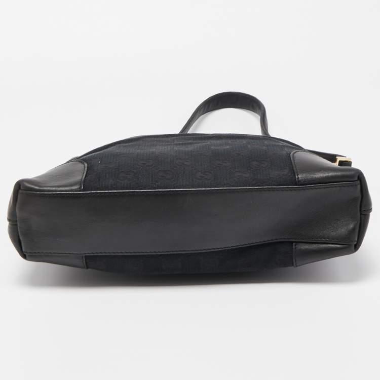 Pre Owned Gucci Black GG Canvas and Leather Shoulder Bag 