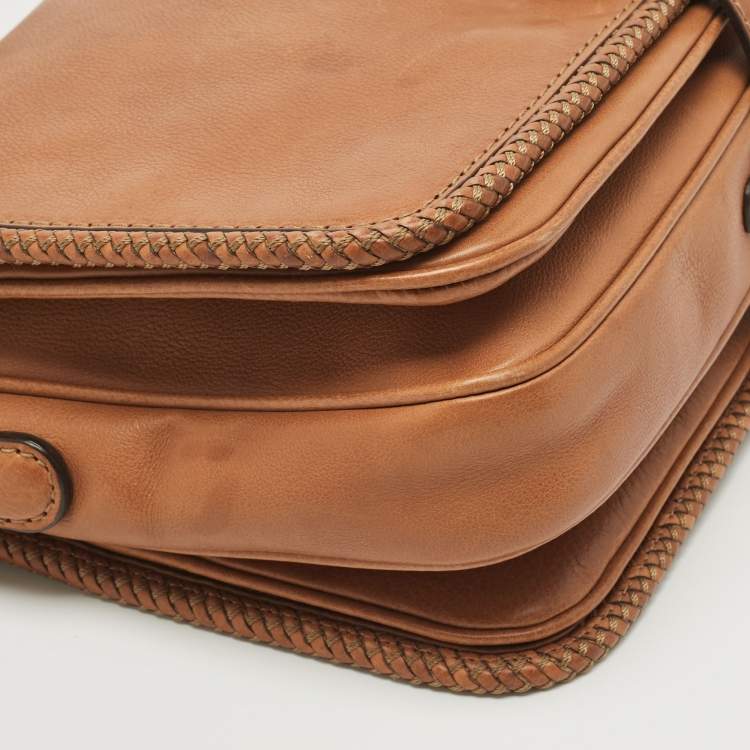 Pre Owned Gucci Brown Leather Medium Marrakech Shoulder Bag