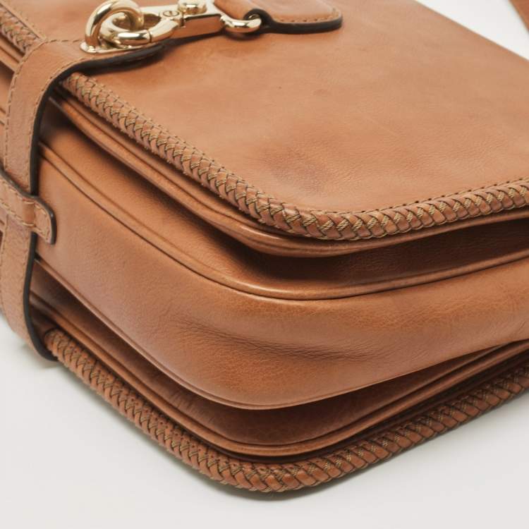Pre Owned Gucci Brown Leather Medium Marrakech Shoulder Bag