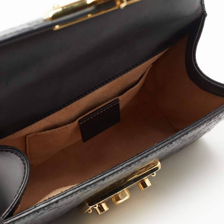 Pre Owned Gucci Black Guccissima Leather Small Padlock Shoulder Bag