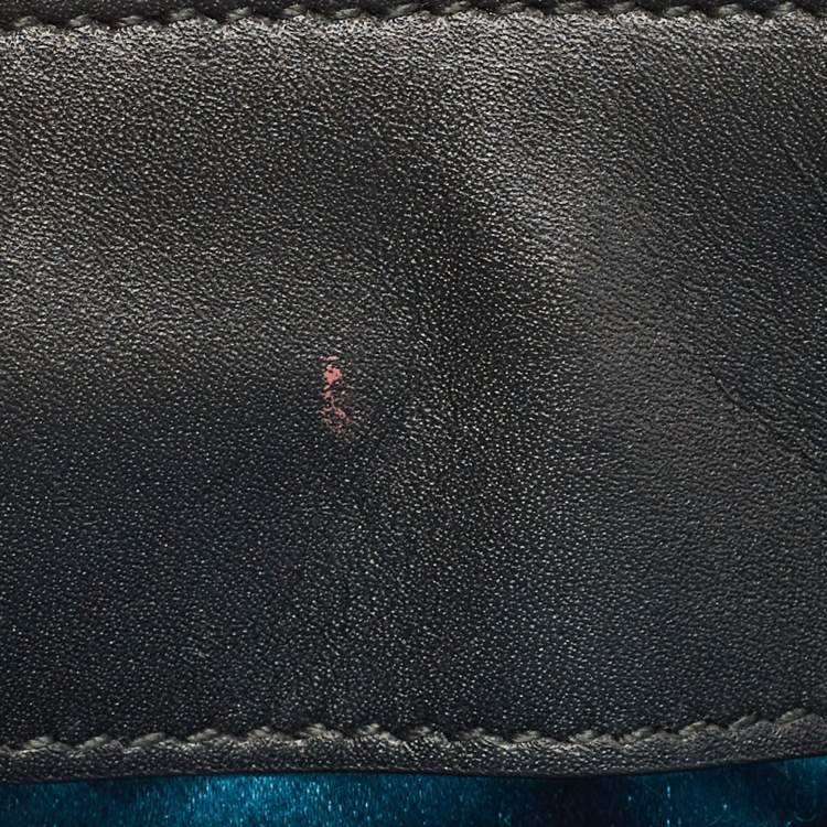 Pre Owned Gucci Black/Brown Suede And Patent Leather Ophidia Chain Bag