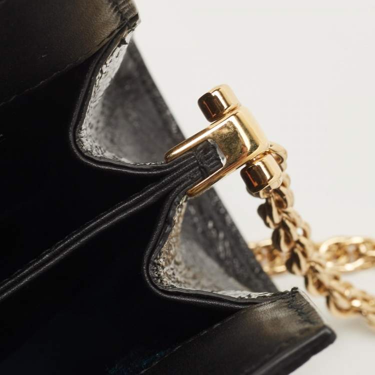Pre Owned Gucci Black/Brown Suede And Patent Leather Ophidia Chain Bag