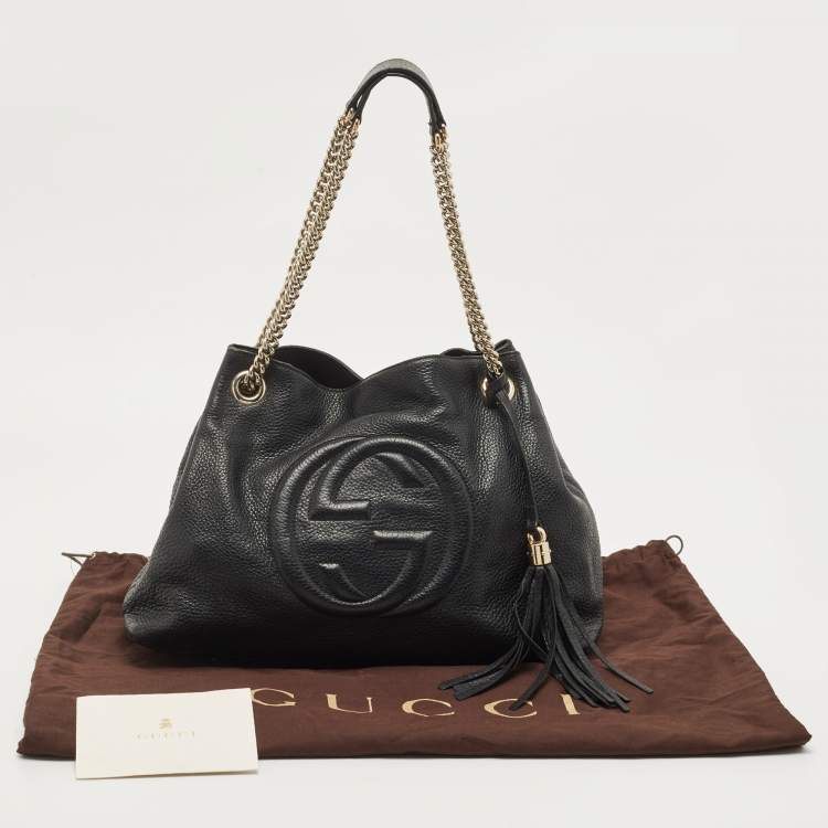 Pre Owned Gucci Black Leather Medium Soho Chain Shoulder Bag