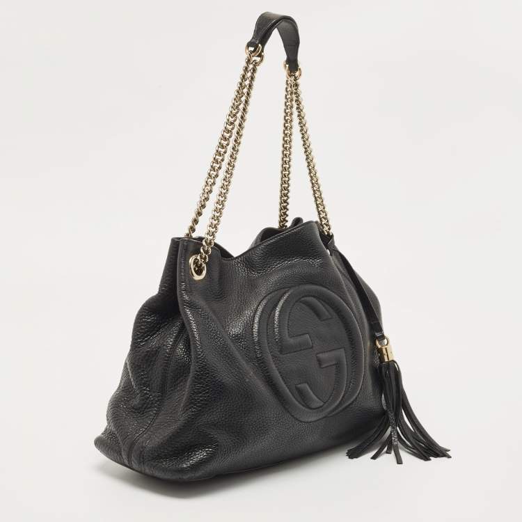 Pre Owned Gucci Black Leather Medium Soho Chain Shoulder Bag