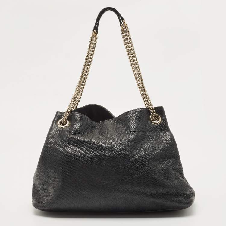 Pre Owned Gucci Black Leather Medium Soho Chain Shoulder Bag