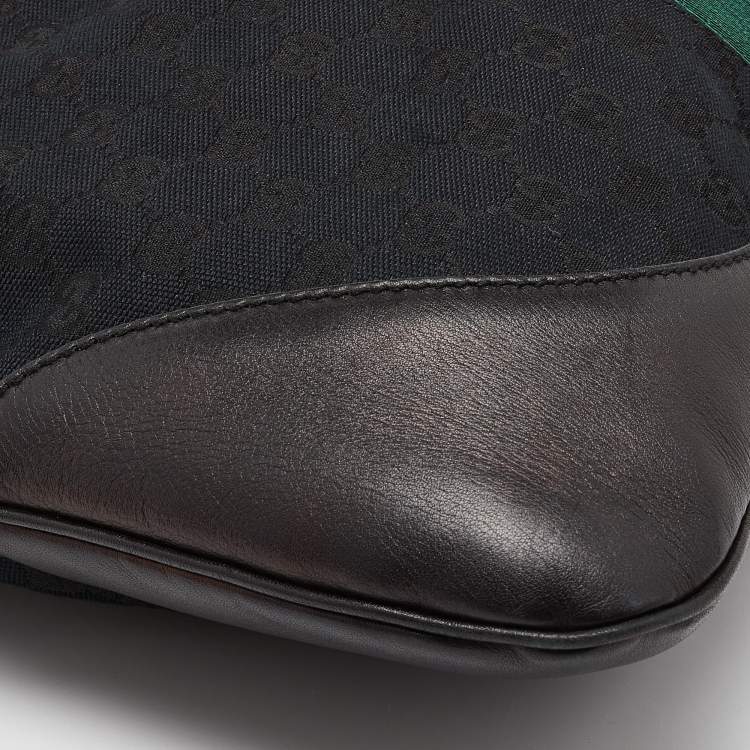 Pre Owned Gucci Black GG Canvas and Leather Large Jackie O Bouvier Hobo