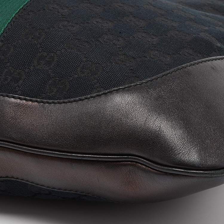 Pre Owned Gucci Black GG Canvas and Leather Large Jackie O Bouvier Hobo