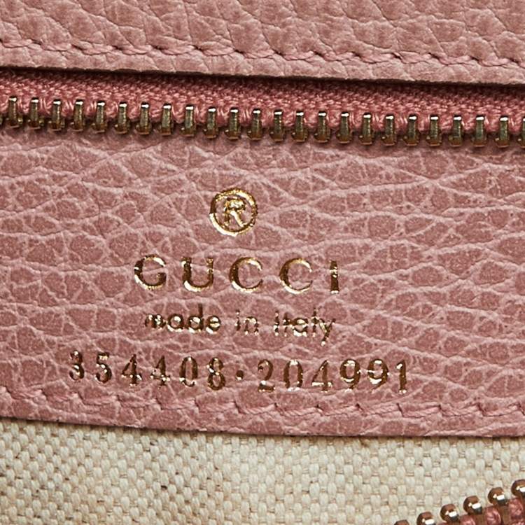 Pre Owned Gucci Pink Pebbled Leather Small Swing Tote