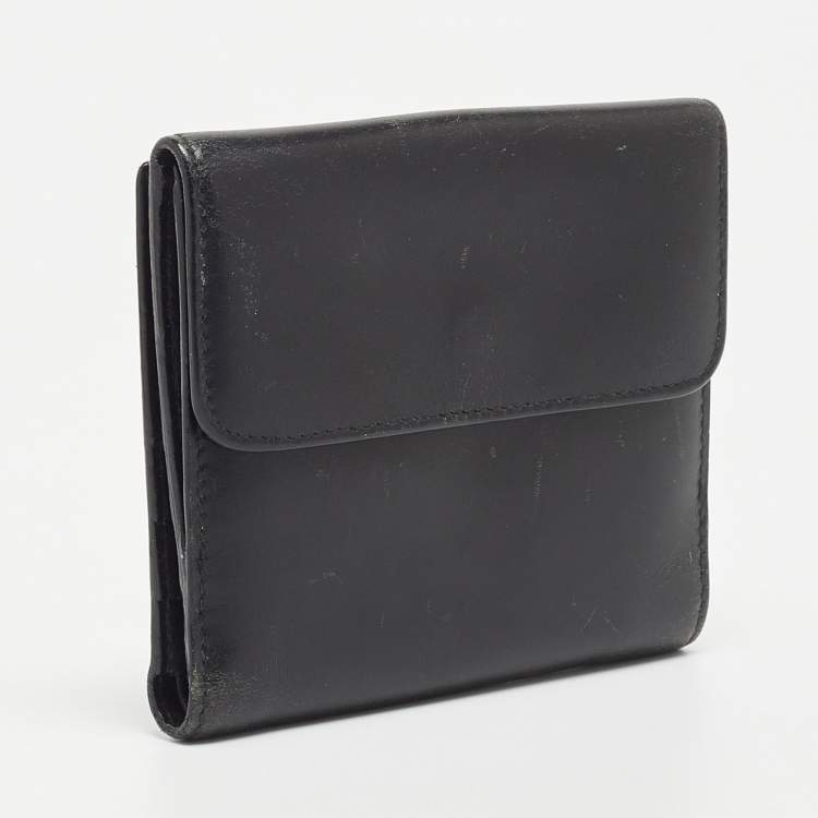 Pre Owned Gucci Black Leather Square G French Wallet