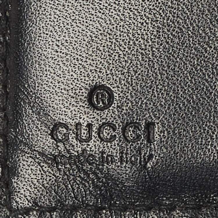 Pre Owned Gucci Black Leather Square G French Wallet