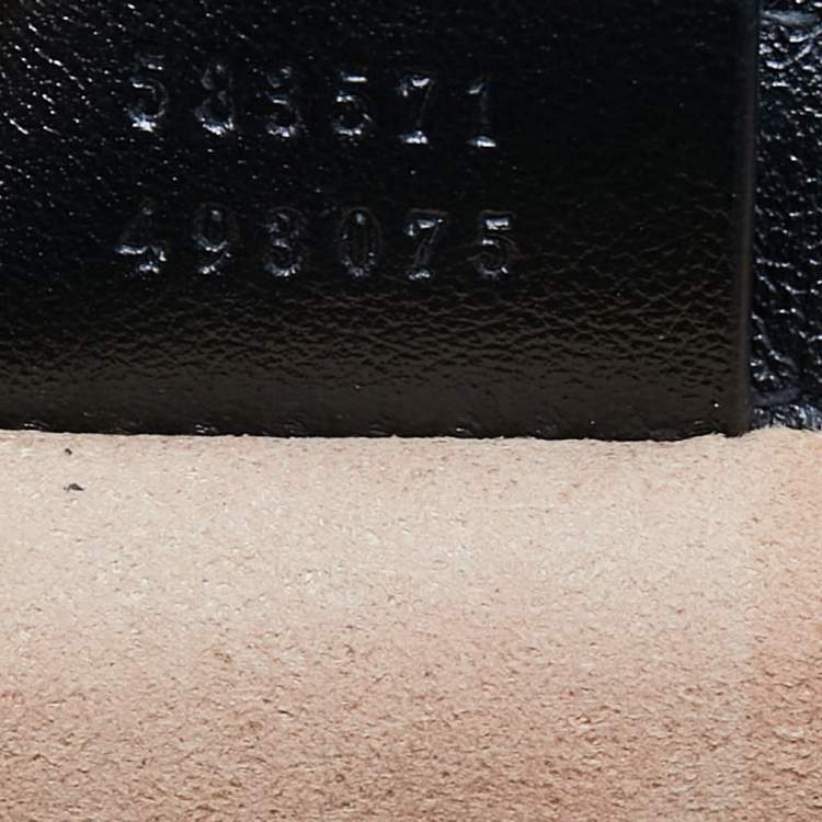 Pre Owned Gucci Beige/Black Diagonal Quilt GG Canvas and Leather Mini GG Marmont Top Handle Bag