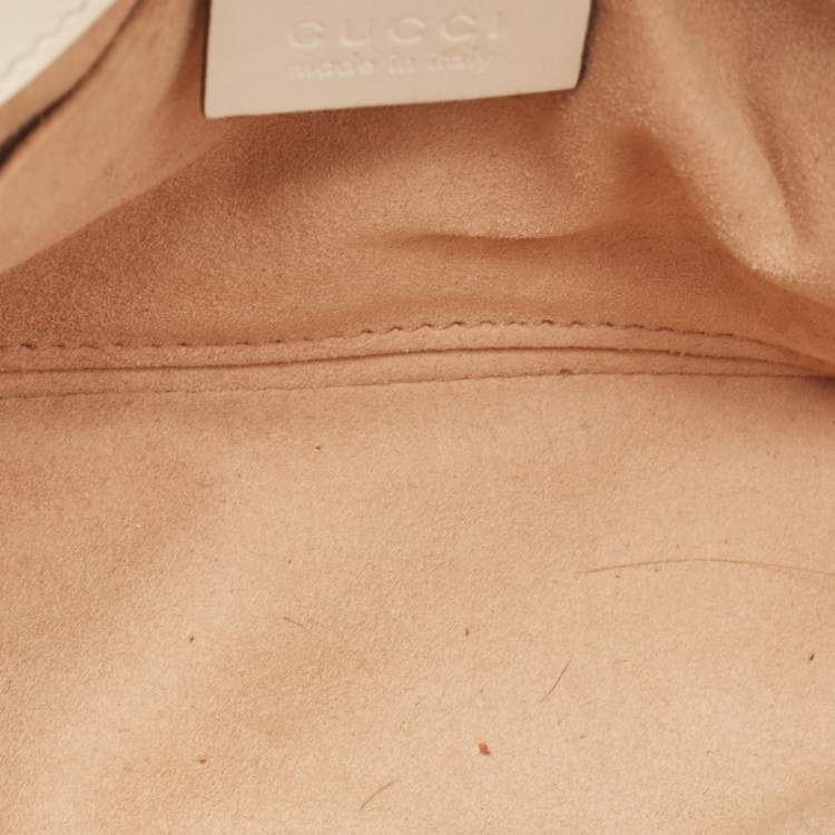 Pre Owned Gucci Off White Matelassé Leather Mini GG Marmont Shoulder Bag