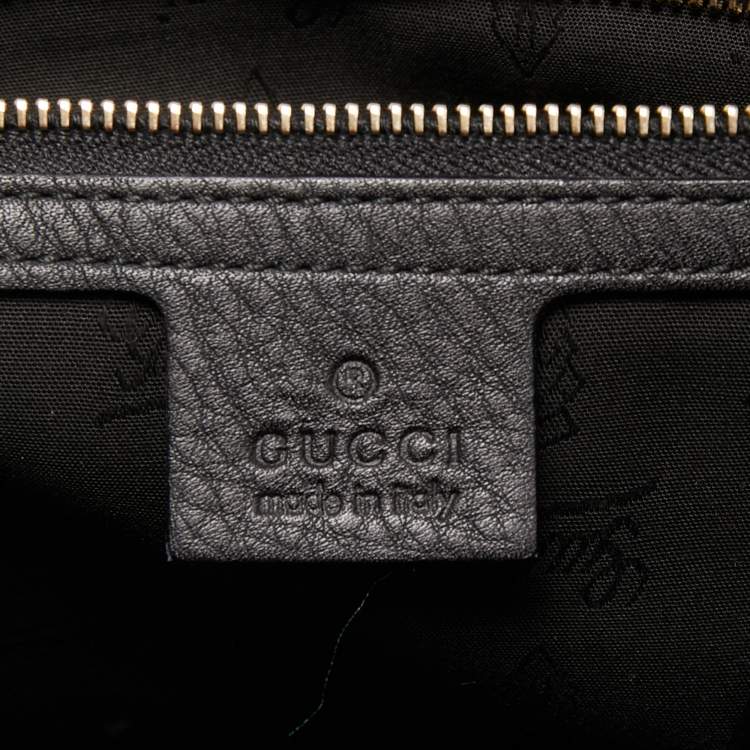 Pre Owned Gucci Black Leather Heritage Web Satchel  