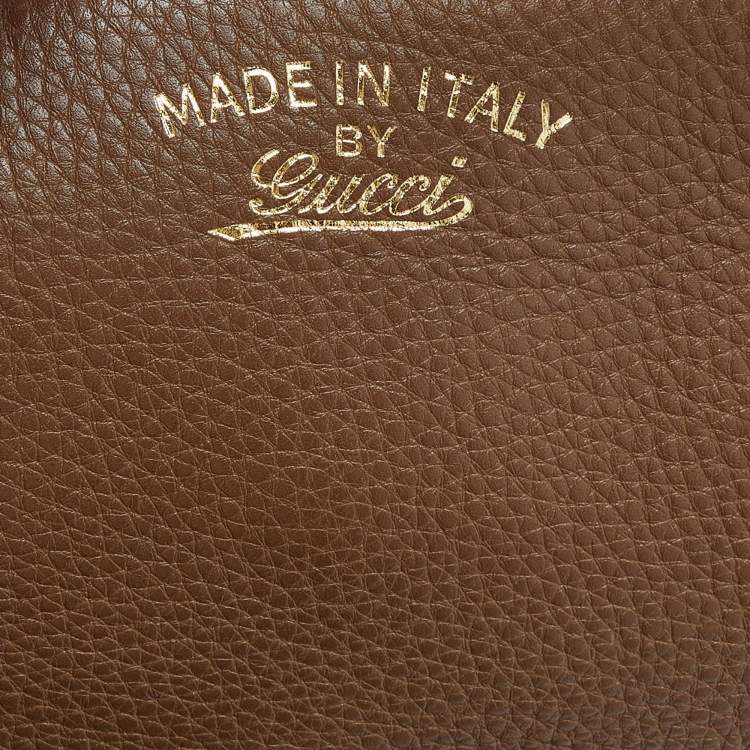 Pre Owned Gucci Brown Leather Large Bamboo Shopper Tote