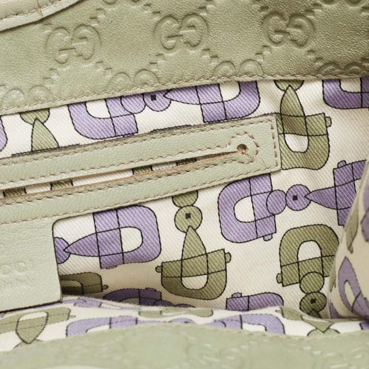 Pre Owned Gucci Green Guccissima Leather Bardot Joy Bag